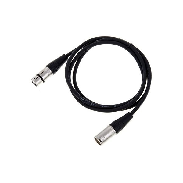 Czarny przewód XLR męski–żeński the sssnake SK233-1,5, zwinięty